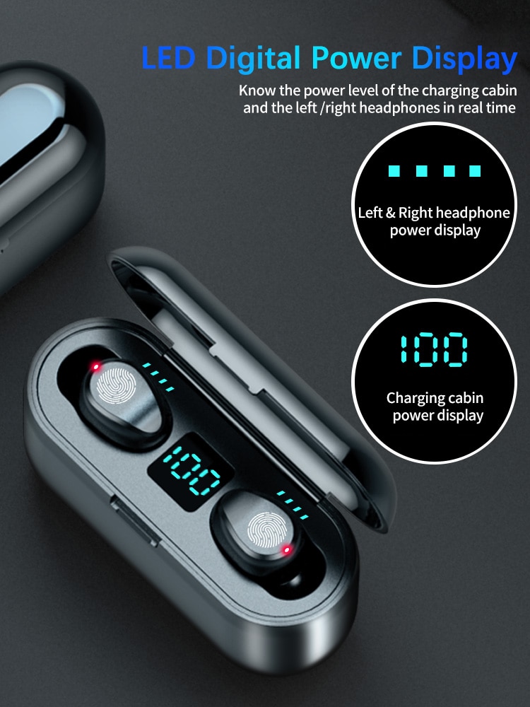 Neue F9 Drahtlose Kopfhörer Bluetooth 5,0 Kopfhörer TWS HIFI Mini In-ohr Sport Lauf Headset Unterstützung iOS/Android Handys HD anruf