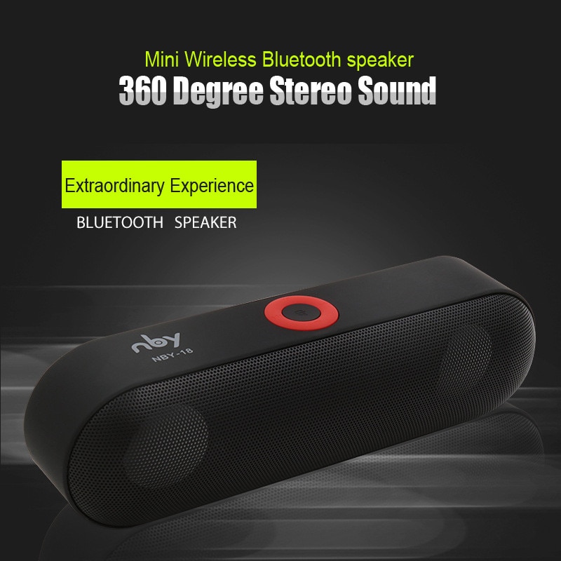 New NBY-18 Mini Bluetooth Speaker Portable Wireless Speaker Sound System 3D Stereo Music Surround Support Bluetooth,TF AUX USB