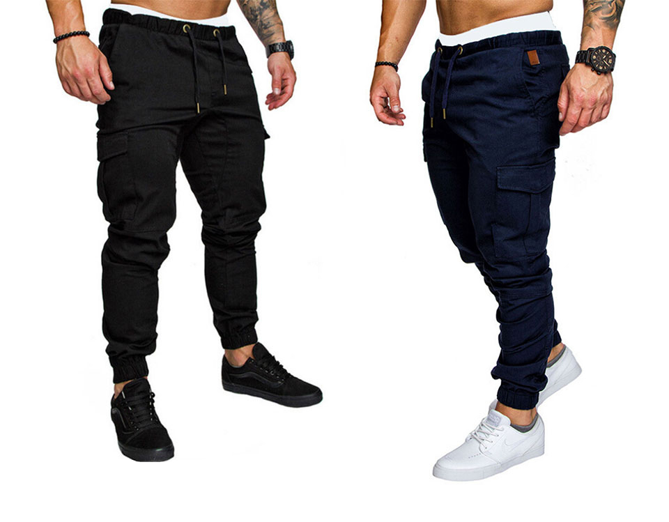 Autumn Men Pants Hip Hop Harem Joggers Pants 2019 New Male Trousers Mens Solid Multi-pocket Cargo Pants Skinny Fit Sweatpants