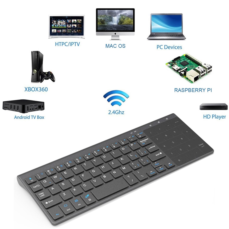 [AVATTO] Thin 2.4GHz USB Wireless Mini Keyboard with Number Touchpad Numeric Keypad for Android windows Tablet,Desktop,Laptop,PC