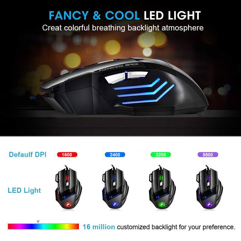 Ergonomic Wired Gaming Mouse 7 Button LED 5500 DPI USB Computer Mouse Gamer Mice X7 Silent Mause With Backlight For PC Laptop Ergonomic Wired Gaming Mouse 7 Button LED 5500 DPI USB Computer Mouse Gamer Mice X7 Silent Mause With Backlight For PC Laptop